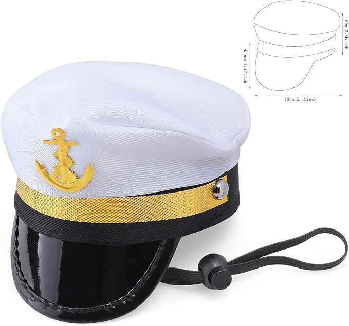 Yewong Pet Captain Sailors Costume Set Dog Cat Sea Captain Hat with Pet Anchor Triangle Bibs Scarf for Cat Puppy Navy Halloween Cosplay Costume Accessories Photo Props (White-C)