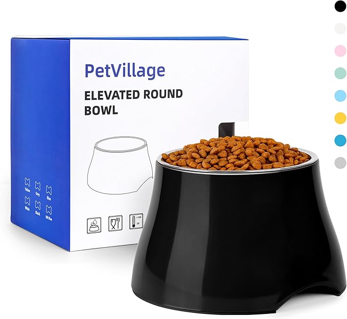 Dog Bowls,Cone Friendly Non Slip Single Dog Bowl with Stainless Steel Inner, Raised Bowls for Small Dogs Spaniel Dogs Long Ear, High Capacity, M/2 Cup Black