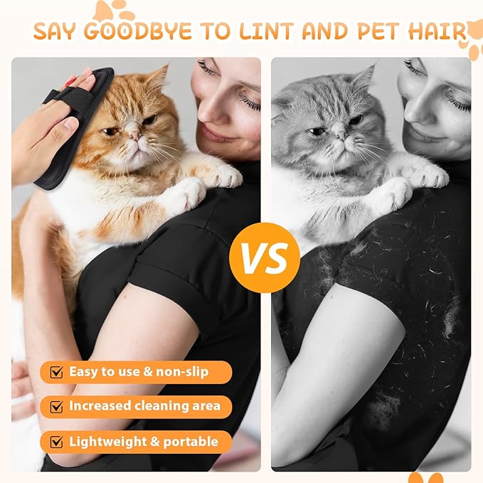 Pet Hair Removal Gloves, 2 Pcs Reusable Electrostatic Grooming Gloves for Cats and Dogs, Large Size 6.7x5.1 Inches for Faster Coverage on Clothes, Carpets, Sofas, Curtains