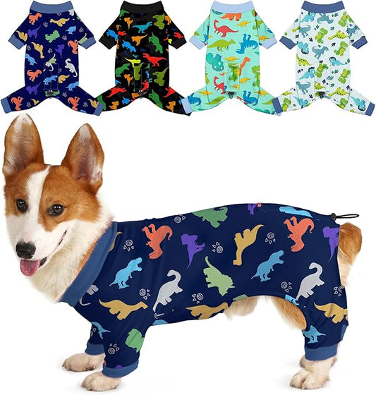 Bienbee Dog Pajamas, 4 Pack Cute Soft Dog Puppy Clothes Dogs Pjs Onesies Jammies Outfit Adjustable Breathable & Stretchy Clothes for Small Medium Large Dogs Girl Boy Puppy-XL