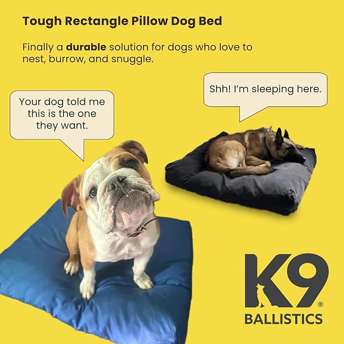 K9 Ballistics Tough Rectangle Pillow XXL Extra Large Dog Bed - Removable Cover, Washable, Durable & Water Resistant Dog Bed Made for Big Dogs 68" x40 Light Gray Velvet
