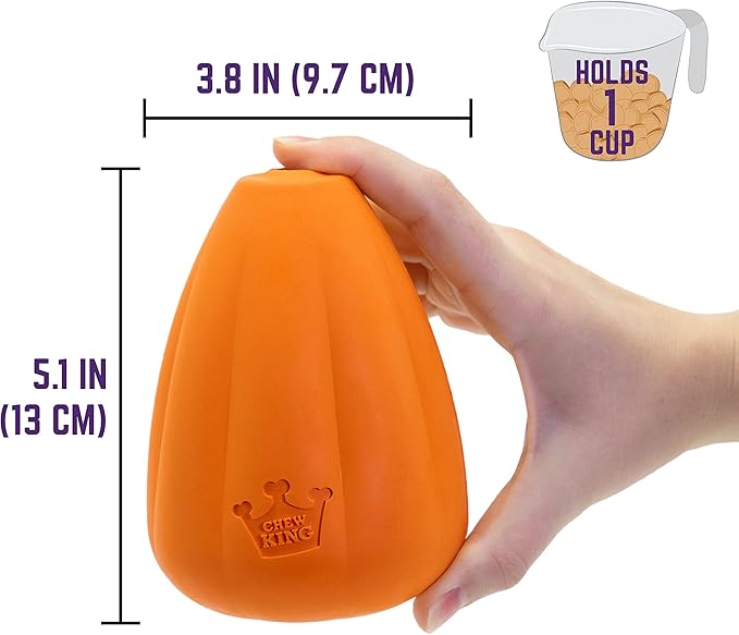 Chew King Premium Treat Dog Toy, Extremely Durable Natural Rubber Toy, Bacon Flavored Dog Toy, Orange, X-Large