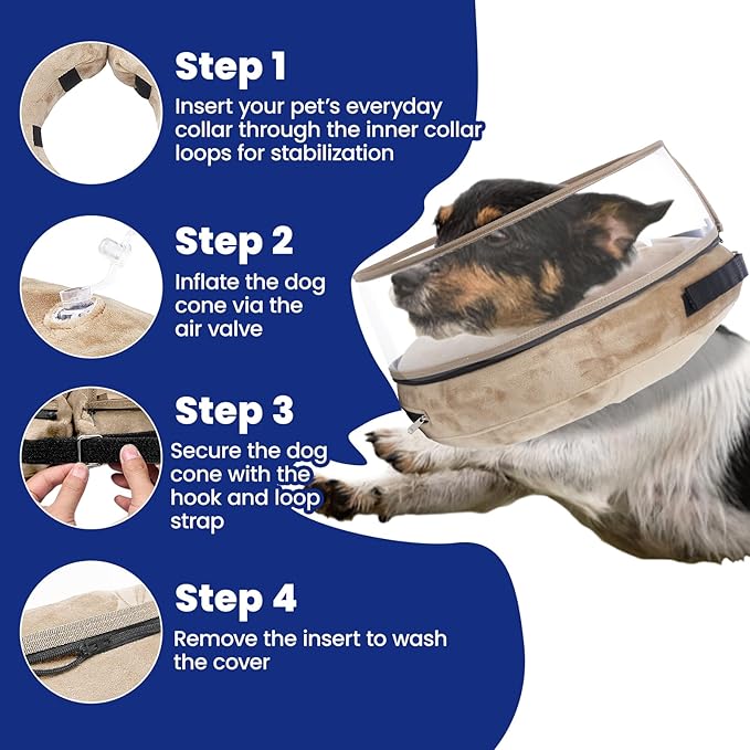 BARKLESS Dog Cone, Inflatable Dog Cone After Surgery for Large Breeds, Soft Surgery Collar with Enhanced Anti-Licking Guard Shield for Pets, Patented Protective Donut Collar