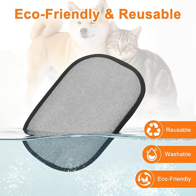 3Pcs Pet Hair Removal Glove, Five-Finger Electrostatic Pet Hair Remover Glove, Reusable and Bidirectional Cleaning Magic Brush Pet Hair for Bed, Clothing, Sofa Carpet, Car Seat