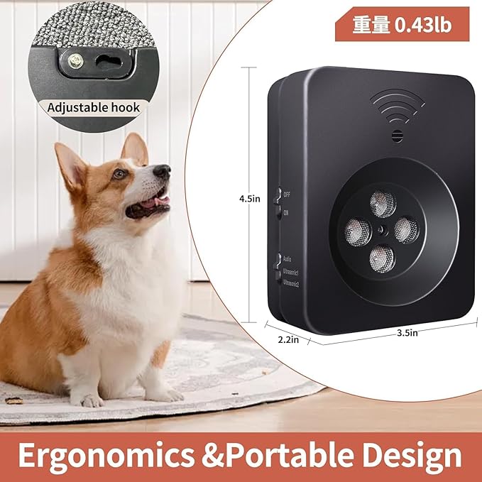 Anti Barking Device, Ultrasonic Dog Bark Deterrent Devices, 3 Modes Rechargeable Dog Barking Control Devices, Bark Silencer, Up to 50 FT Indoor Outdoor Use, Pet and Human Friendly