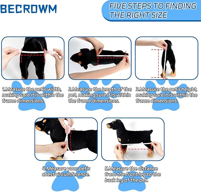 Dog Wheelchair for Back Legs, Light Weight Dog Wheelchair Cart with Disabled Hind Legs Walking, Adjustable