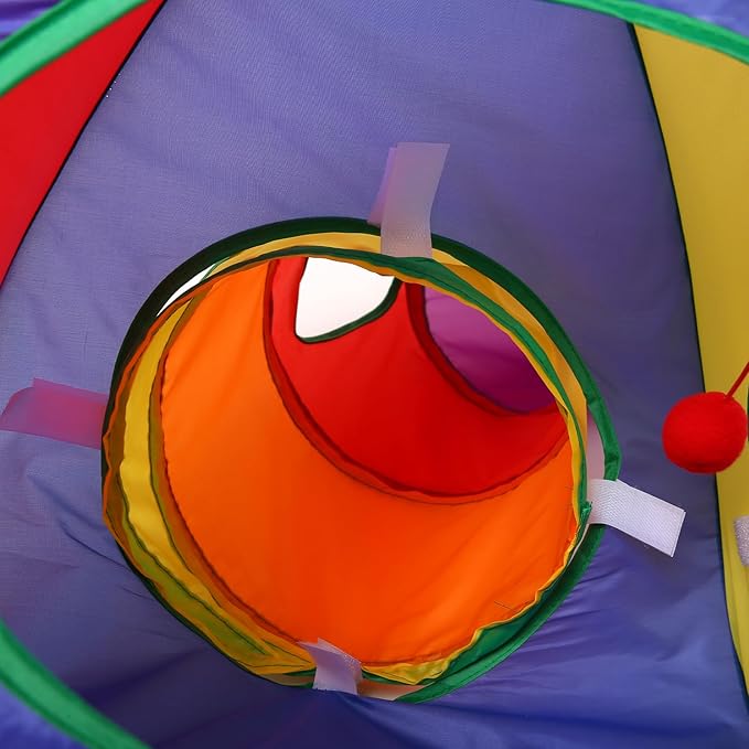 ‌Coolcandy Cat Tunnel & Interactive Cat Toy Indoor, Cube Tent Shape Tunnel Toys for Indoor Cats, Collapsible Interactive Peekaboo Cave with Play Ball, for Multi-Way Play & Small Animals