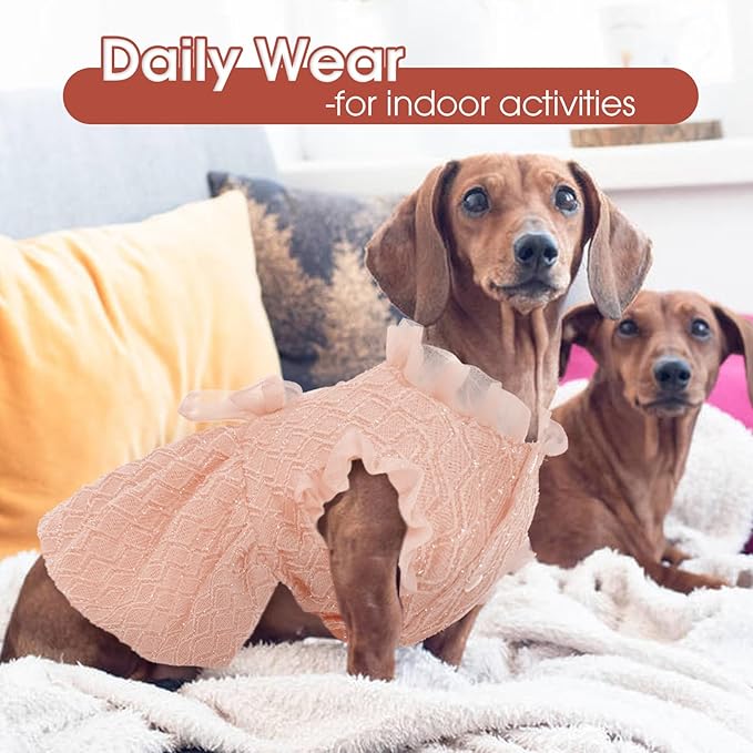 Kuoser Dog Dress, Cute Dog Dresses for Large Dogs Girl Elegant Puppy Tutu with Bow-Knot, Doggie Princess Costume Pet Outfit for Birthday Party Christmas Halloween Wedding, Pink XL