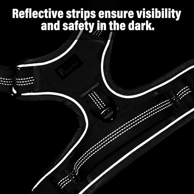 Plutus Pet No Pull Dog Harness, Release at Neck, Reflective Adjustable Dog Vest Harness, Easy Control Handle for Walking, for Small Medium Large Dogs, Gray, M