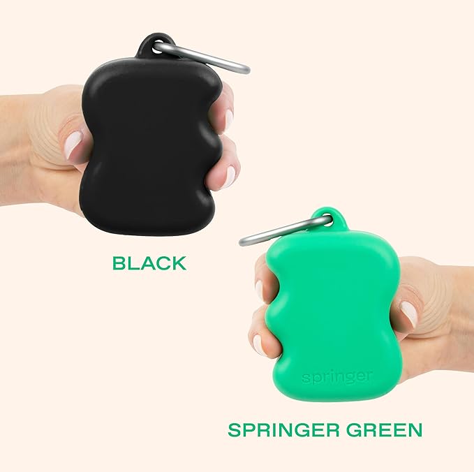 Springer Dog Treat Pouch for Effort-Free Squeeze Dispensing - Easy-fill, Food-Grade Silicone Treat Pouches for Pet Training - Includes Carabiner-Green