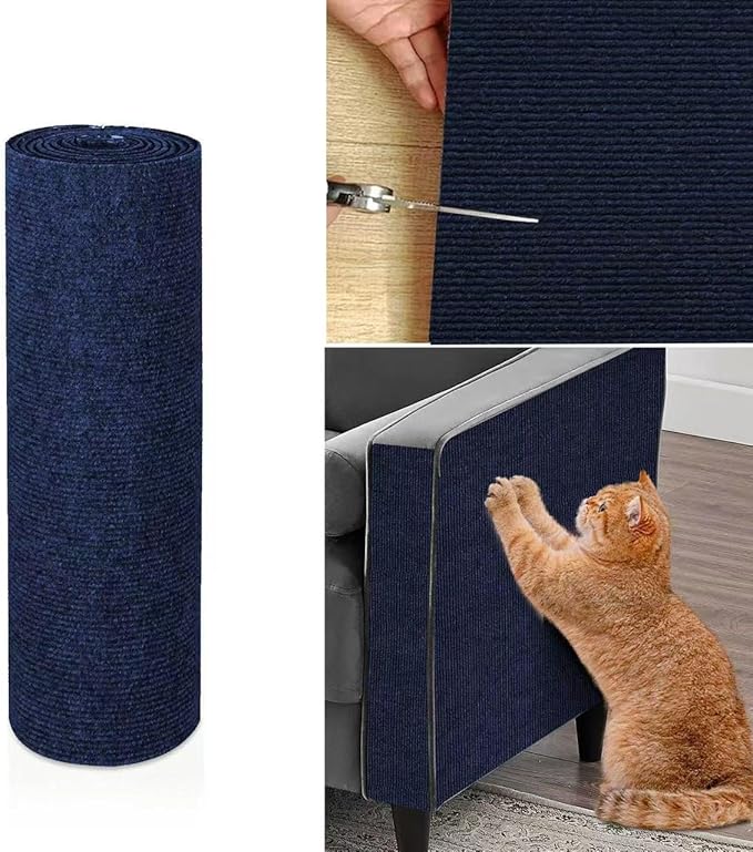 Trimmable Self-Adhesive Carpet,78.7"x15.8" Cat Scratch Mat for Furniture Couch or Wall Protector, Covering,DIY Climb Cat Scratcher Rug with Adhesive Hook Loop Tape