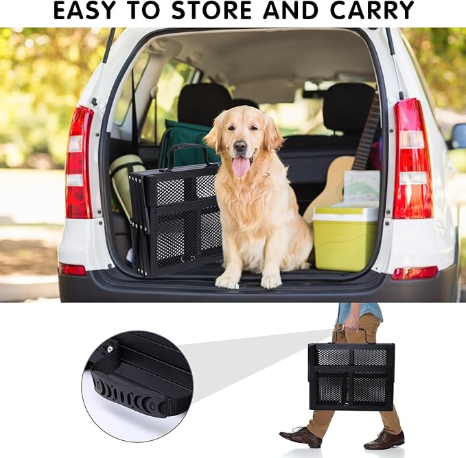 DGSL Dog Ramp for Car, Extra Wide 4 Steps Dog Stairs for Truck, Folding Steps for Dogs with Non-Slip Surface, Pet Loader Dog Steps for Large Dog, SUV, Side Door and Bed (Mesh, 16.9In-4 Steps)