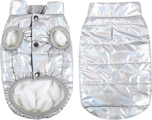 ASENKU Dog Winter Coat - Waterproof Windproof Dog Jacket, Warm Snowproof Doggie Puffer Vest for Cold Weather, Lightweight Snow Coats for Small Medium Large Dogs(Silver, XS)