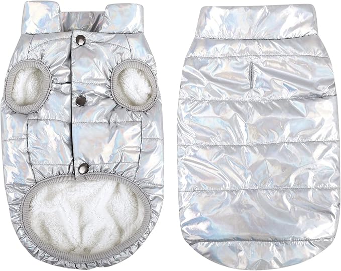 ASENKU Dog Winter Coat - Waterproof Windproof Dog Jacket, Warm Snowproof Doggie Puffer Vest for Cold Weather, Lightweight Snow Coats for Small Medium Large Dogs (Silver, M)