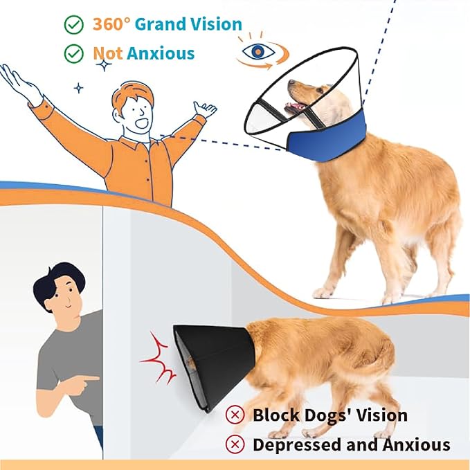 Pet Dog Cone Collar to Stop Licking, Soft Comfy Cones for Large Medium Small Dogs After Surgery, Cone of Shame for Dogs Head Neck Elizabethan Collar-Orange-M