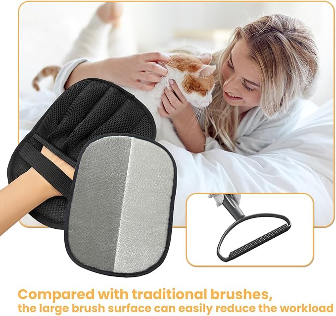 Pet Hair Removal Glove for Cats and Dogs,Reusable Electrostatic Five-Finger Pet Hair Remover Tools,Durable Pet Hair Gloves with Magic Brush for Cat Dog Grooming Clothes Couch Carpet Car Seat Furniture
