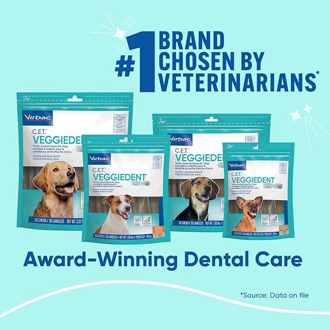 Virbac CET VEGGIEDENT FR3SH Tartar Control Chews for Dogs - Small