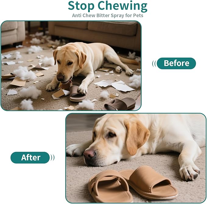 Bitter Apple Spray for Dogs - No Chew Spray for Dogs | Safe, Non-Toxic Chewing Deterrent | Stop Licking, Biting & Destructive Behavior | Training Aid(2 * 200ml)