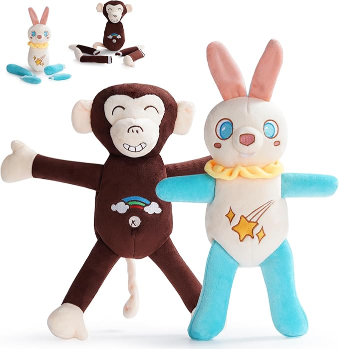 Nocciola Tearable Pull Rip Apart Dog Toys with Squeaker & Crinkle - Interactive Stuffed Plush Toy to Keep Dogs Busy, Pet Puzzle Enrichment Chew Toys for Small Medium Large Breeds