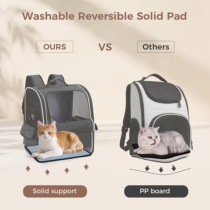 Lekereise Cat Backpack Carrier, Pet Carrier Backpack for Small Dogs Medium Cats Fit Up to 18 Lbs, Dogs Foldable Backpack Carrier for Travel, Hiking, Black