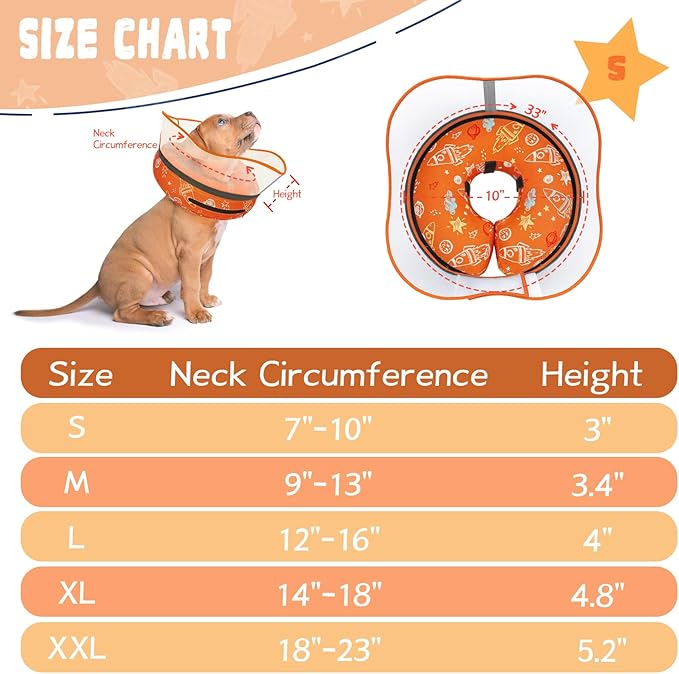 Elevated Inflatable Dog Cone Collar to Stop Licking, Dog Donut Collar After Surgery, Soft Pet Cone Alternative for Small Medium Large Dogs