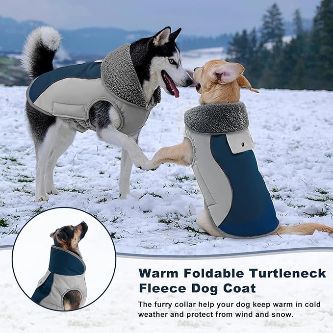 Doglay Dog Coat Waterproof Warm Dog Winter Jacket,Christmas Reflective Fleece Puppy Winter Coat with Harness Hole, Adjustable Snow Jacket for Small Medium Large Dogs