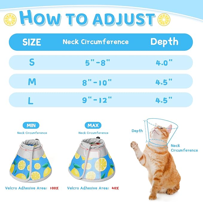 Cat Cone Collar Soft to Stop Licking, Adjustable, Foldable Lightweight Kitten Cones After Surgery Recovery for Cats & Kittens, Cat Cone Alternative (Royal Blue, S)