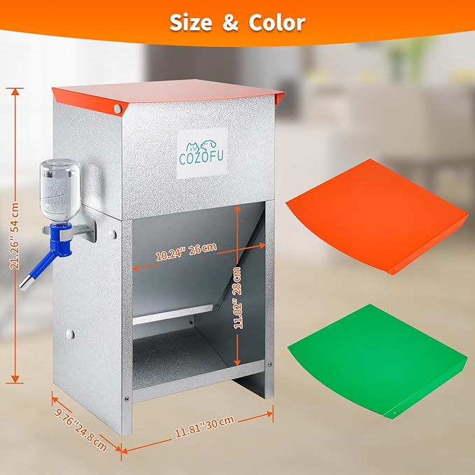 Automatic Gravity-Fed Dog Feeder with Water Bowl - Galvanized Steel Indoor/Outdoor Pet Food Station - 25lb Heavy-Duty Kibble Dispenser for All Dog Sizes