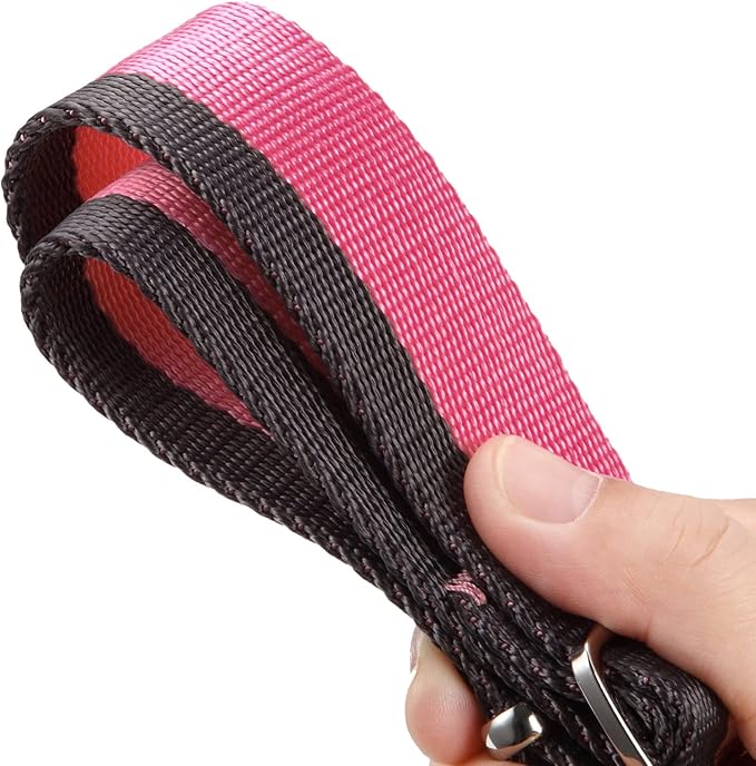 Martingale Collar 1.5 Inch Wide 1200D Extra Strong Nylon Dog Collar, No Pull Heavy Duty Dog Collar with 2-Color Stripe for Medium to XLarge Dogs (Large, 1 1/2 Inch Wide, Baby Pink & Grey)