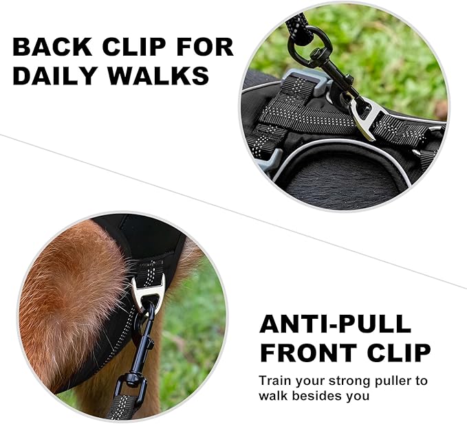 Plutus Pet No Pull Dog Harness, Release at Neck, Soft Padded, Reflective Adjustable Dog Vest Harness for Small, Medium, Large Dogs(Black, L)