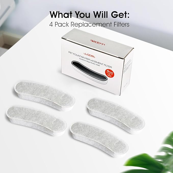 Dog Fountains by WOPET, 4 Pcs Pet Water Fountain Filters for W600 Dog Fountain, Large Water Fountain Filter Replacement