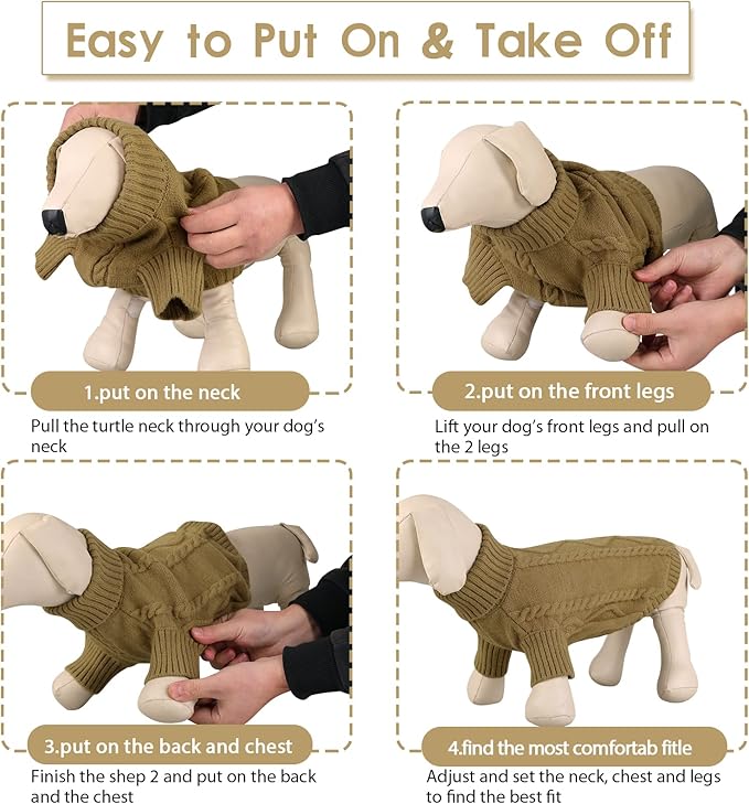 Queenmore Dog Sweater for Large Size Dog,Pitbull Doggy Sweater,XXL Pet Sweater for Labrador Retriever,Cold Weather Warm Knitted Pet Sweatershirt for Boy Girl Dogs (Brown,2XL)