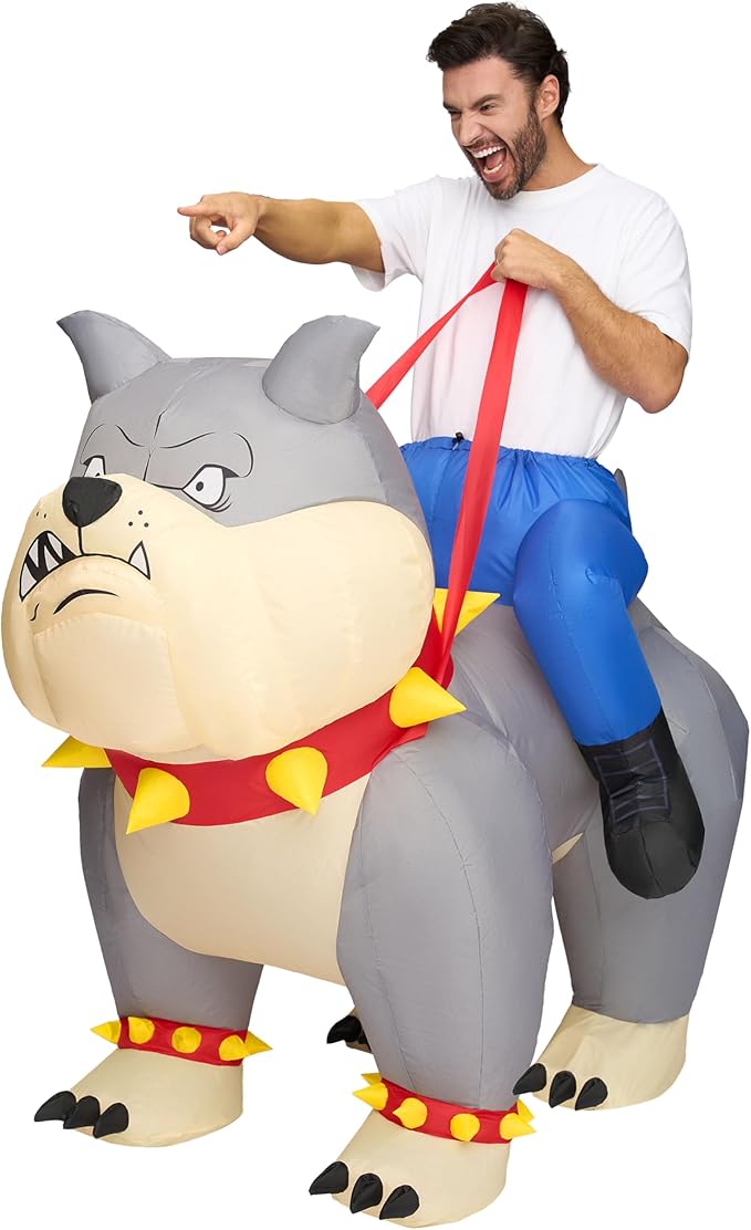 Spooktacular Creations Adults Halloween Inflatable Costumes, Riding a Bulldog, Ride on Inflatable Suit for Themed Parties