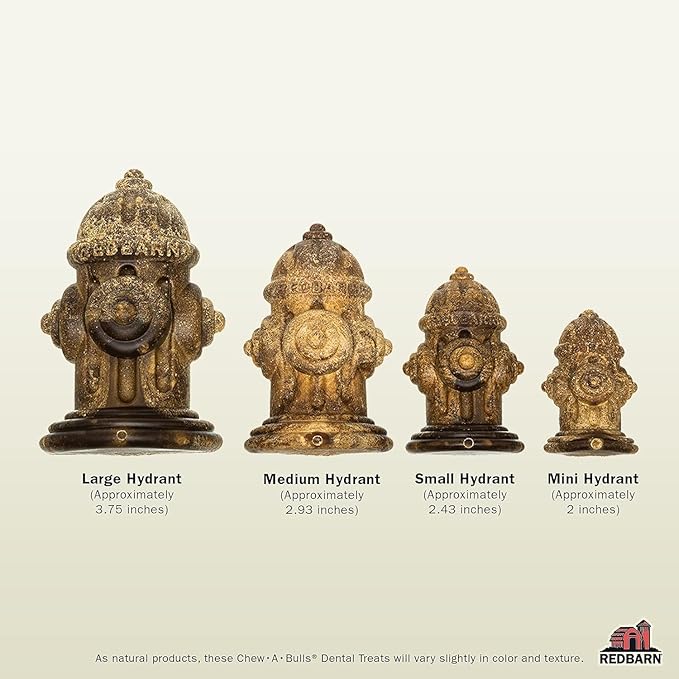 Redbarn Chew-A-Bulls, 12 Pack – Medium Hydrant Shape Dog Dental Treats – Daily Oral Care with Fun Ridges & Grooves, All Natural Ingredients, Highly Digestible Chews & Low in Fat