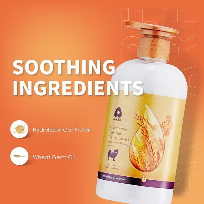 Arf Arf Oatmeal Dog Conditioner for Sensitive Skin - Soothing Anti-Itch & Detangling Formula for Dry, Itchy Skin & Matted Fur - Gentle for Puppies & All Breeds - 16oz