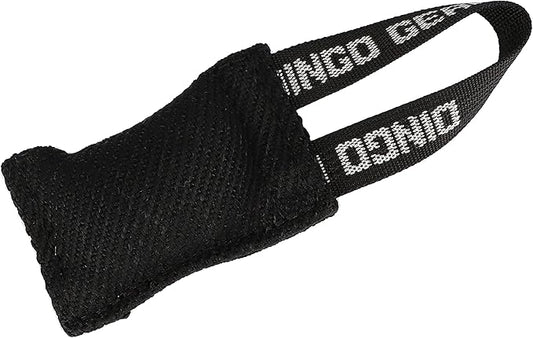 Dingo Gear French Linen tug Toy for Dog, Dog Bumper for Training, Agility, tug of war, Dog bite Pillow for Strong Dog, 1handle 4" Black S00089