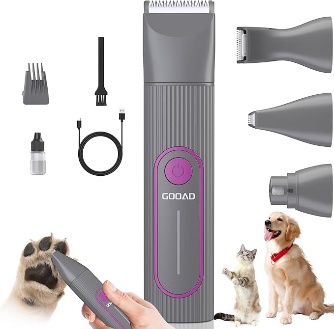 Cordless Cat Clippers for Matted Hair, Low Noise Pet Grooming Shaver & Nail Grinder for Cats & Dogs, Quiet Trimmer
