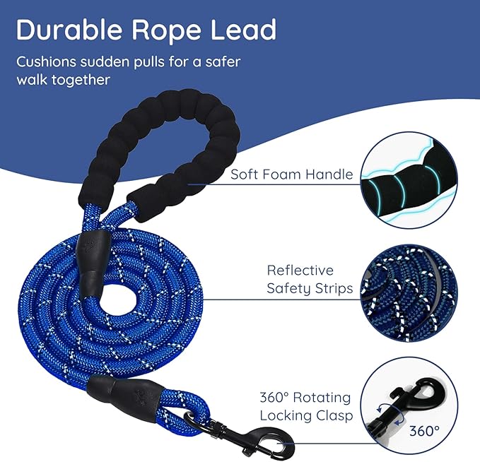 BELLA & PAL Step in Vest Harness for Small and Medium Dogs, No Pull Small Dog Harness with Leash Set, Comfortable Air Mesh Dog Vest Harness with Reflective Strip (Sapphire(Round Rope), L)