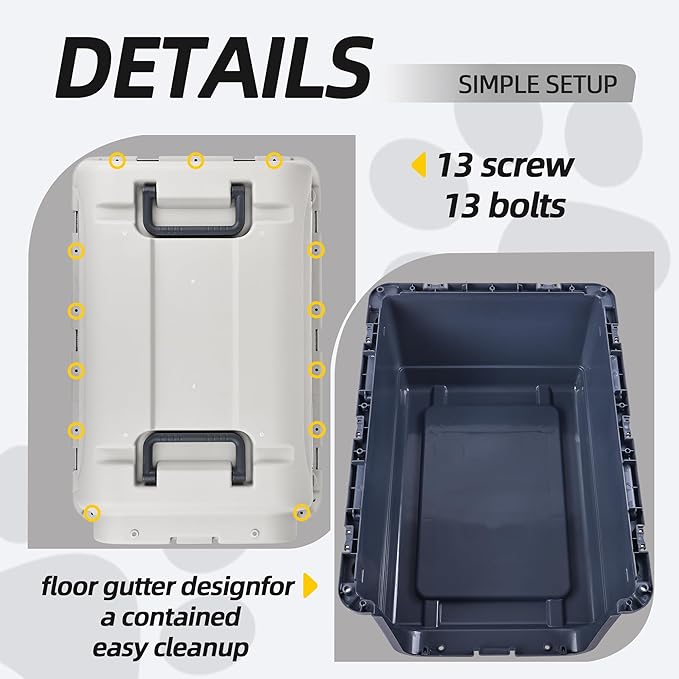 Elevon Plastic Kennels, Plastic Dog Crate, Airline Approved Pet Carrier for Dogs and Cats Longer Traveling, XL