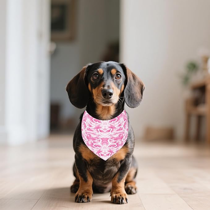 7 PCS Medium Tie Dye Dog Bandanas Hemming Seam Edge Dog Bandana for Small Dogs Print One Side Large Cats Scarfs Party Grooming M
