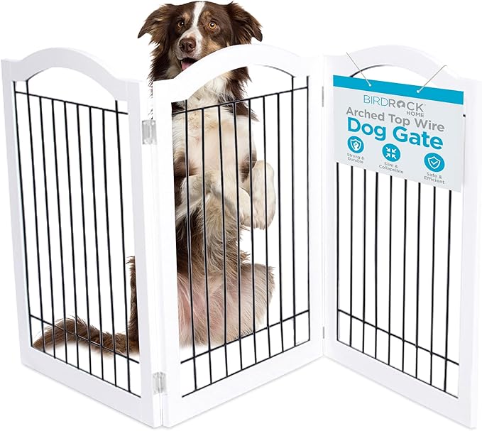 Internet's Best Wire Dog Gate with Arched Top - 3 Panel - 30" Tall - White