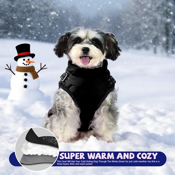 Gyuzh Dog Coat with Harness Puppy Coats Small Dog Harness Jacket Winter Waterproof Jackets for Smal Medium Large Dogs