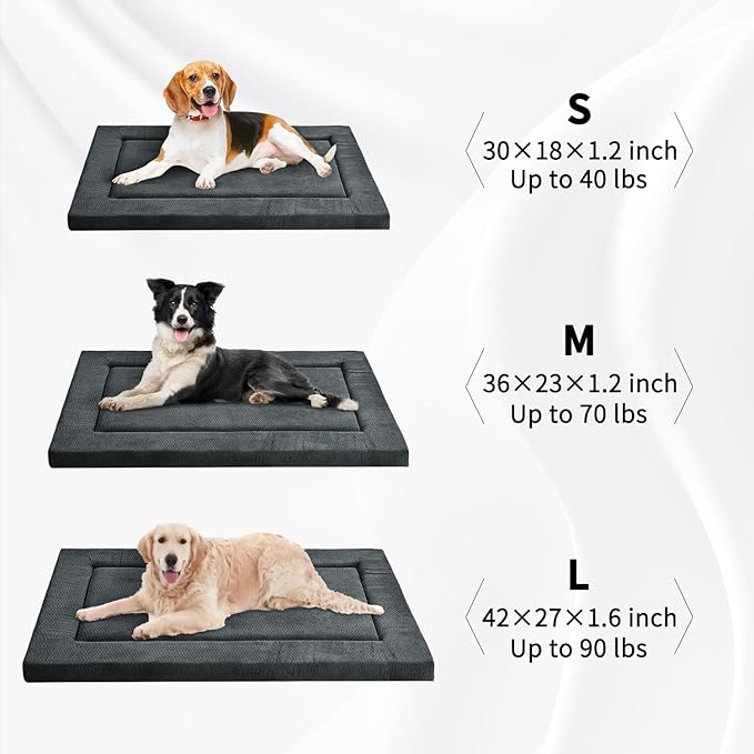 WESTERN HOME Dog Bed for Crate, High Resilience Foam Dog Crate Mat Kennel Pad with Soft Wavy Plush Comfortable Anti-Slip Washable Bed for Large Medium Small Dogs & Cats