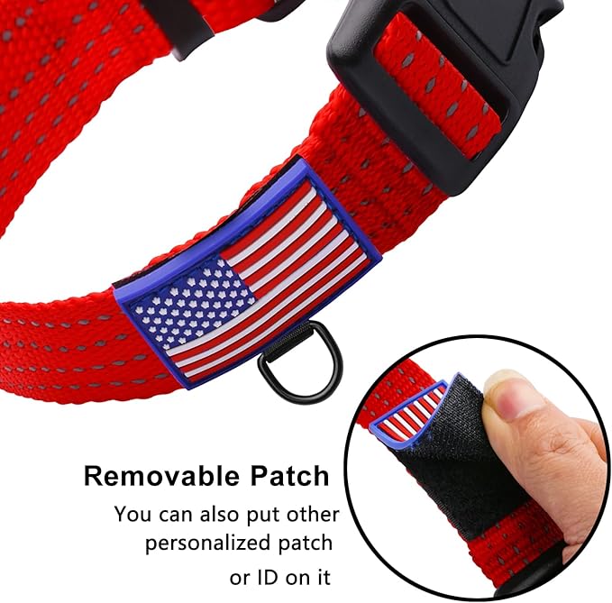 Martingale Collar for Training Dogs. Adjustable Reflective Collars with Buckle-USA Flag- NO Pull-Prevents Slipping Out, for Medium Large XL Dogs. Helps with Strong pullers (L, red)