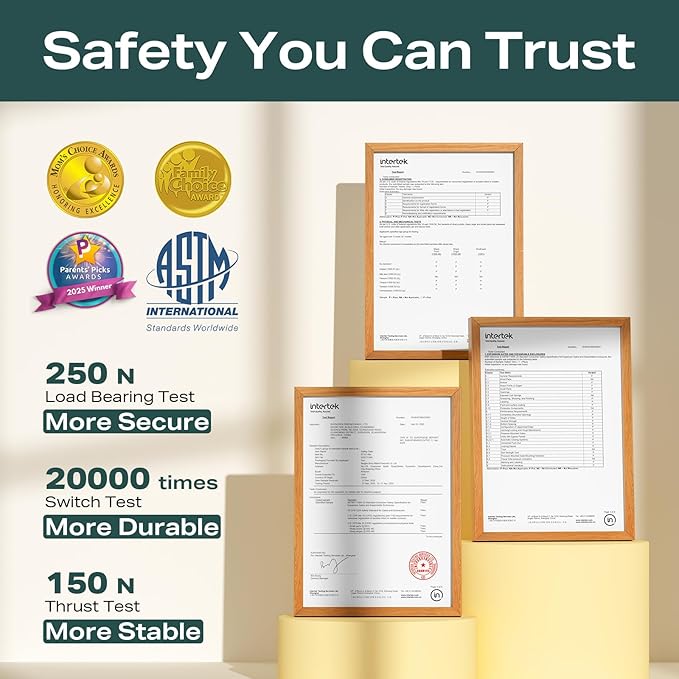 Cumbor 29.7-40.6" Baby Gate for Stairs, Mom's Choice Awards Winner-Dog Gate for Doorways, Pressure Mounted Self Closing Pet Gates for Dogs Indoor, Safety Child Gate with Easy Walk Thru Door, Silver