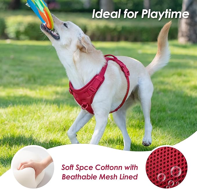 No Pull Dog Harness, Puppy Vest with Front Clip for Small Medium Large Sized Dog(Burgundy Red,L)