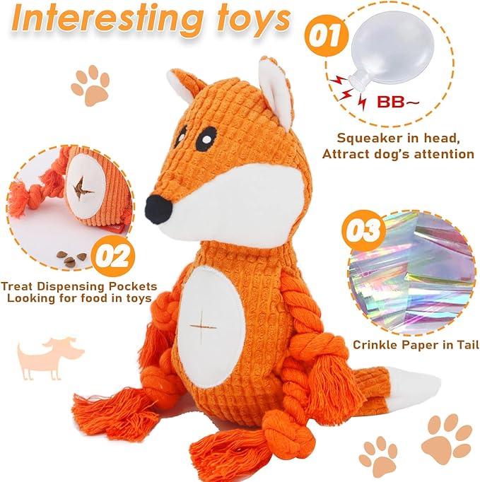 Rope Dog Toys to Keep Them Busy - Tug of War Dog Toys for Boredom Plush Interactive Squeaky Puppy Toys for Small Medium Large Dogs