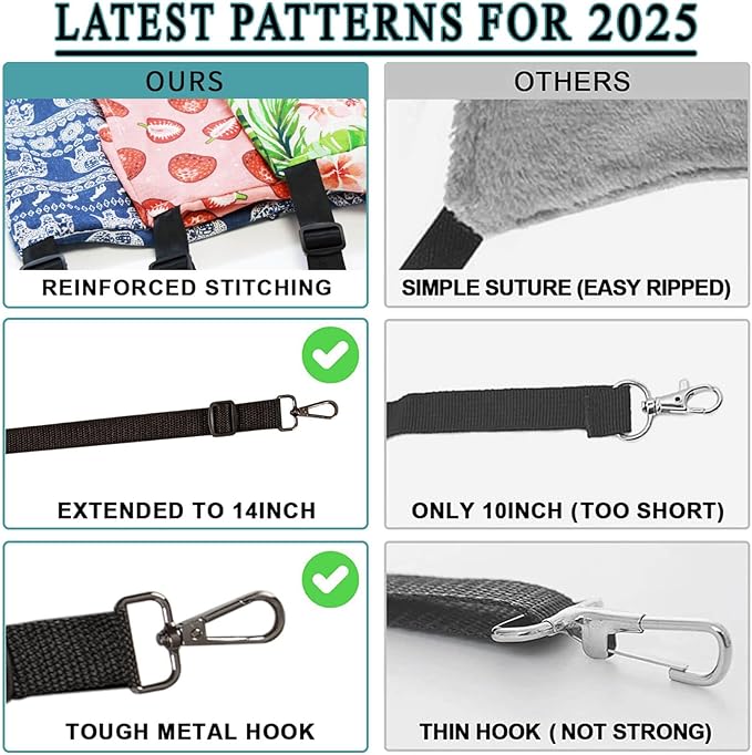 JSPYFITS Cat Cage Hammock with Ball,Double Layer Hanging Adjustable Soft Pet Bed Suit for Kitten Ferret Puppy Rabbit or Small Pet, 2 Level Indoor Bed for All Season(INS Green Leaves)