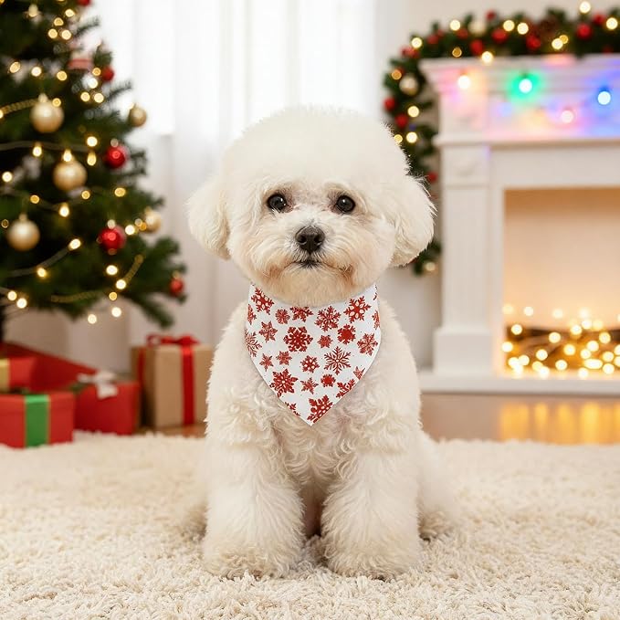 4 Pack Dog Bandana Christmas Scarf Bibs Kerchief Set Pet Christmas Costume Xmas Holiday Bandanas for Medium Large Dogs Pets (Small)