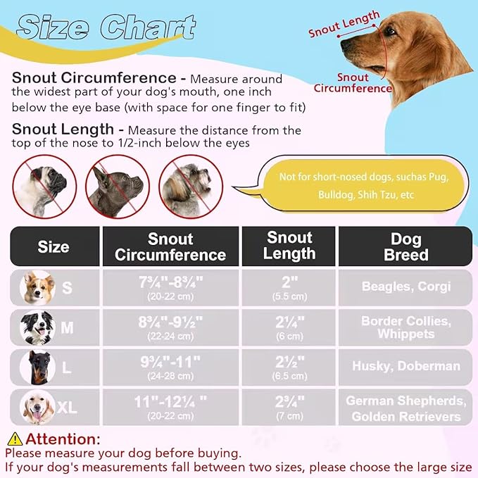 Soft Mesh Dog Muzzle for Anti-Scavenging & Grooming - Breathable Basket Muzzle for Walking & Vet Visits - Comfortable Adjustable Fit for Medium Dogs